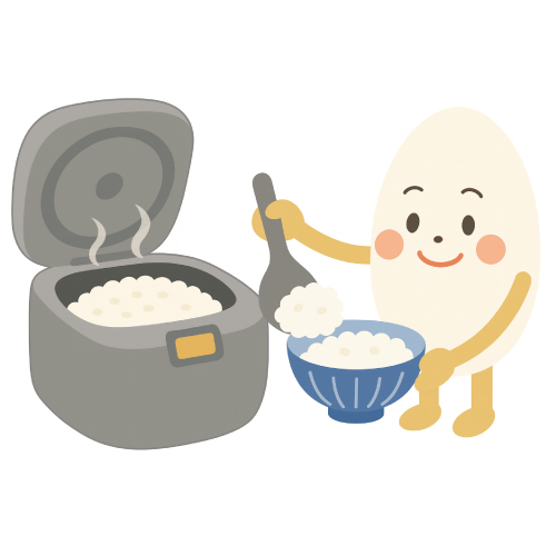 ご飯をほぐしている様子